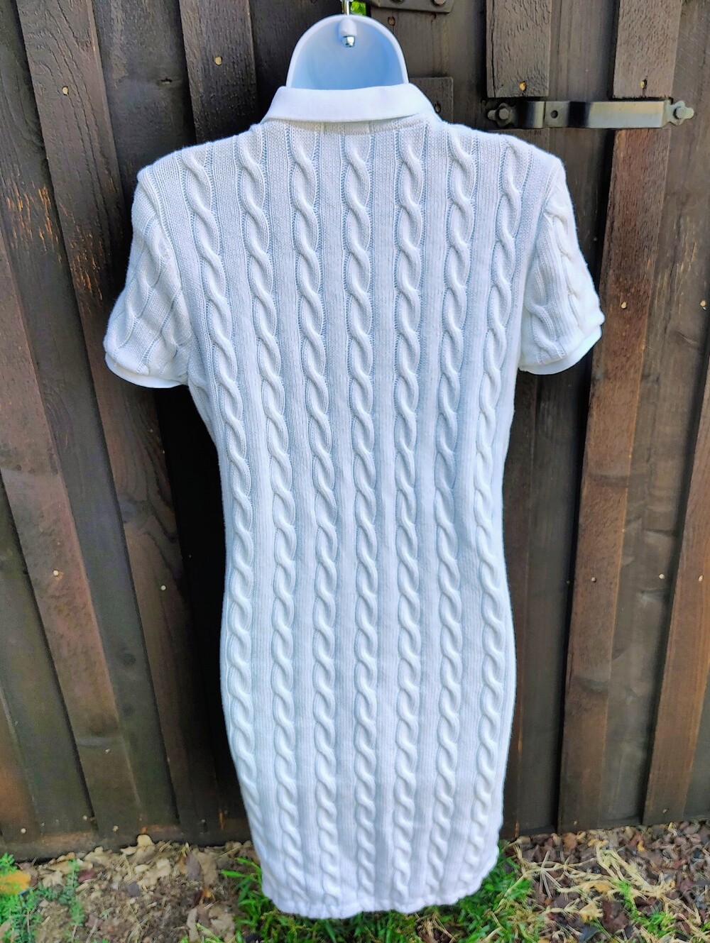 SOLD 7/28 - Ralph Lauren White Cable Knit Polo Dress with Pony Logo - Picture 5 of 6